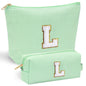 YOOLIFE Initial Makeup Bag | Teen Girl Gifts Trendy Stuff | Travel Makeup Bag for Girls | Gifts for 3 4 5 6 7 8 9 10 11 12 13 Year Old Girls | Makeup Bag for Girls Birthday Gifts for Kids Blue K