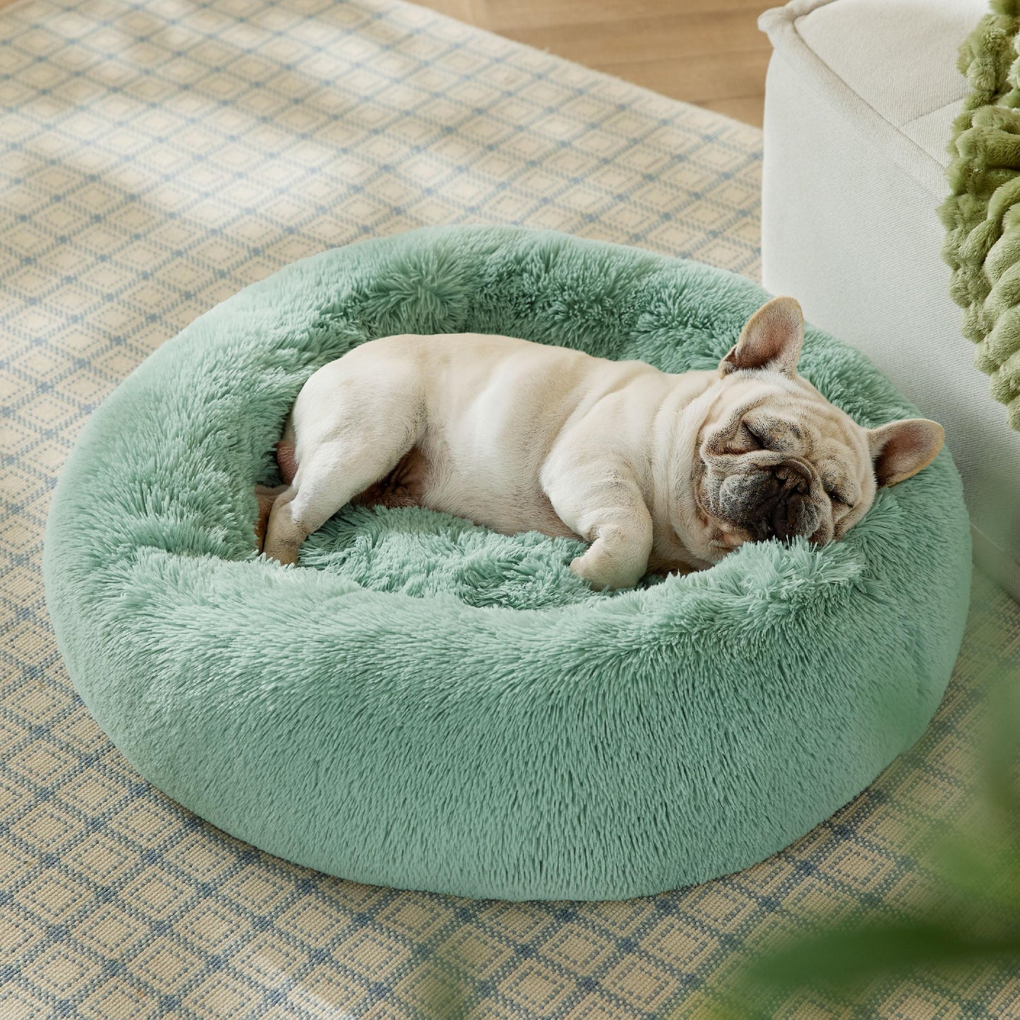 Bedsure Calming Cat Beds for Indoor Cats - Small Cat Bed Washable 20 inches, Anti-Slip Round Fluffy Plush Faux Fur Pet Bed, Fits up to 15 lbs Pets, Camel