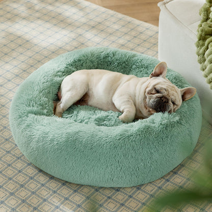 Bedsure Calming Cat Beds for Indoor Cats - Small Cat Bed Washable 20 inches, Anti-Slip Round Fluffy Plush Faux Fur Pet Bed, Fits up to 15 lbs Pets, Camel