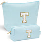 YOOLIFE Initial Makeup Bag | Teen Girl Gifts Trendy Stuff | Travel Makeup Bag for Girls | Gifts for 3 4 5 6 7 8 9 10 11 12 13 Year Old Girls | Makeup Bag for Girls Birthday Gifts for Kids Blue K