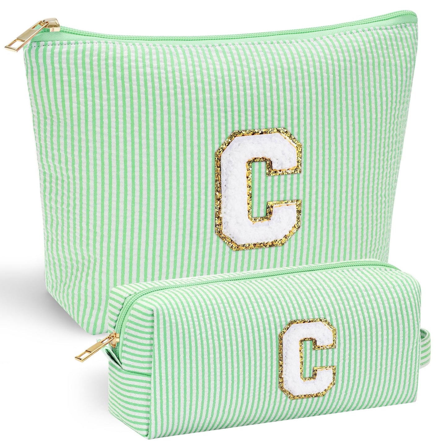 YOOLIFE Initial Makeup Bag | Teen Girl Gifts Trendy Stuff | Travel Makeup Bag for Girls | Gifts for 3 4 5 6 7 8 9 10 11 12 13 Year Old Girls | Makeup Bag for Girls Birthday Gifts for Kids Blue K