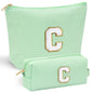 YOOLIFE Initial Makeup Bag | Teen Girl Gifts Trendy Stuff | Travel Makeup Bag for Girls | Gifts for 3 4 5 6 7 8 9 10 11 12 13 Year Old Girls | Makeup Bag for Girls Birthday Gifts for Kids Blue K