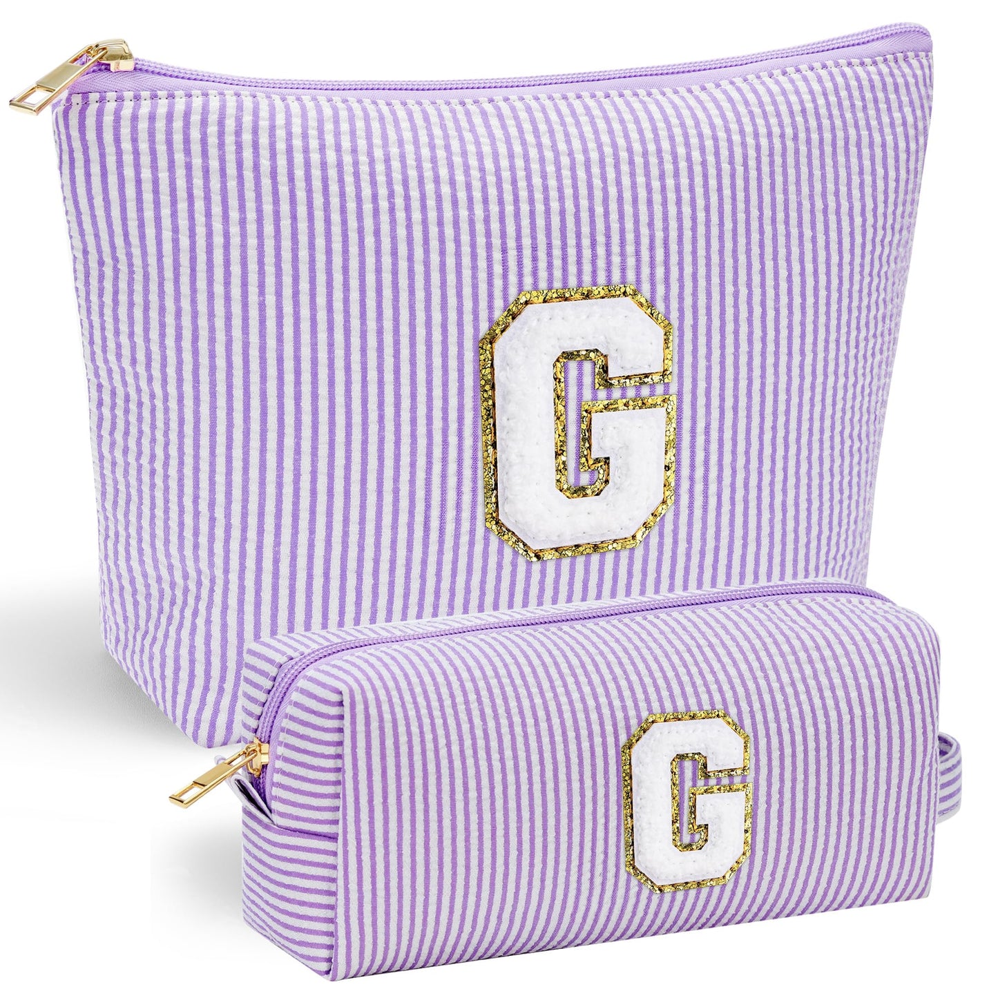 YOOLIFE Initial Makeup Bag | Teen Girl Gifts Trendy Stuff | Travel Makeup Bag for Girls | Gifts for 3 4 5 6 7 8 9 10 11 12 13 Year Old Girls | Makeup Bag for Girls Birthday Gifts for Kids Blue K