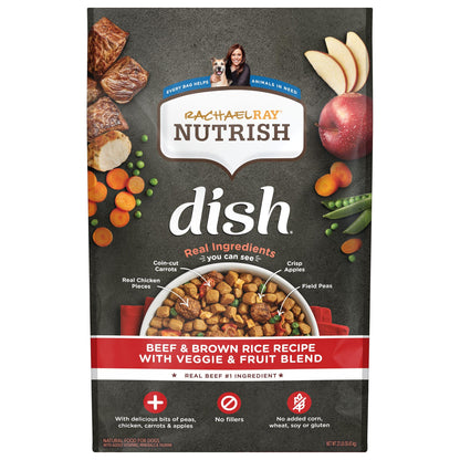 Rachael Ray Nutrish Dish Premium Dry Dog Food, Chicken & Brown Rice Recipe with Veggies & Fruit, 23 Pounds