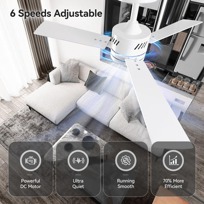 SUNMORY Ceiling Fans with Lights and Remote, 30 inch Low Profile Ceiling Fan with Light, Modern Flush Mount Ceiling Fan for Bedroom/Kitchen/Dining Room/Patio, 6 Wind Speeds, Dimmable, White