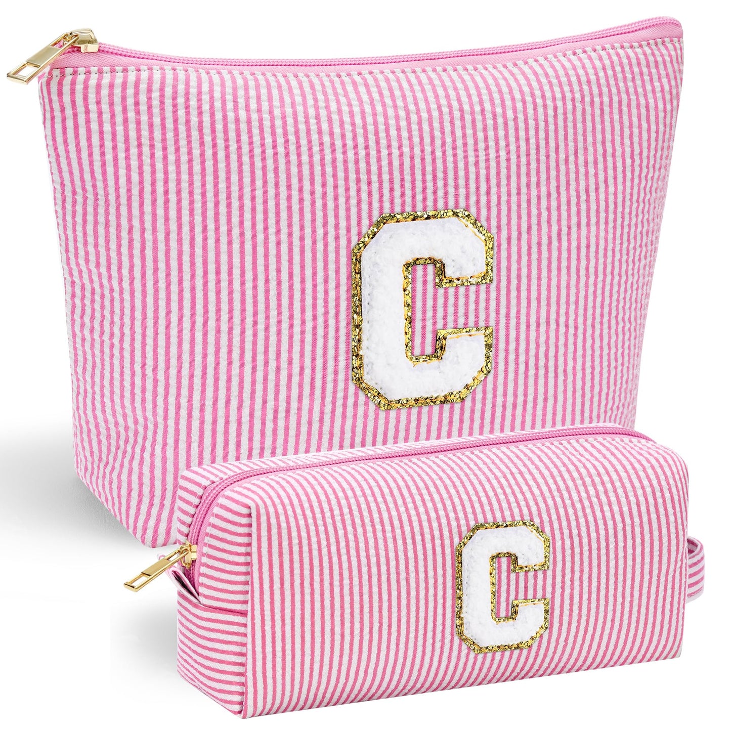 YOOLIFE Initial Makeup Bag | Teen Girl Gifts Trendy Stuff | Travel Makeup Bag for Girls | Gifts for 3 4 5 6 7 8 9 10 11 12 13 Year Old Girls | Makeup Bag for Girls Birthday Gifts for Kids Blue K