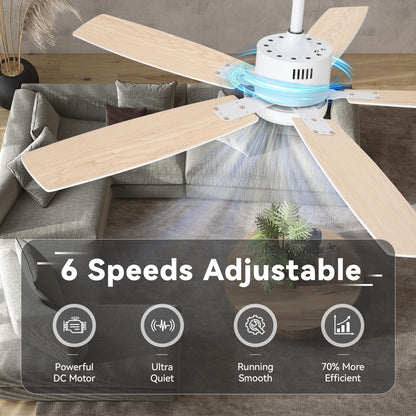 SUNMORY Ceiling Fans with Lights and Remote, 30 inch Low Profile Ceiling Fan with Light, Modern Flush Mount Ceiling Fan for Bedroom/Kitchen/Dining Room/Patio, 6 Wind Speeds, Dimmable, White