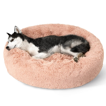 Bedsure Calming Cat Beds for Indoor Cats - Small Cat Bed Washable 20 inches, Anti-Slip Round Fluffy Plush Faux Fur Pet Bed, Fits up to 15 lbs Pets, Camel