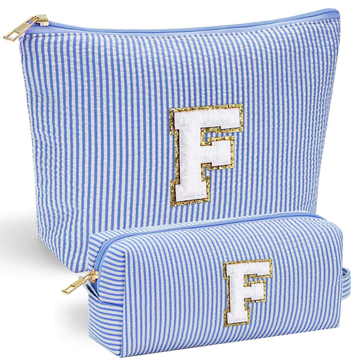 YOOLIFE Initial Makeup Bag | Teen Girl Gifts Trendy Stuff | Travel Makeup Bag for Girls | Gifts for 3 4 5 6 7 8 9 10 11 12 13 Year Old Girls | Makeup Bag for Girls Birthday Gifts for Kids Blue K