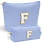 YOOLIFE Initial Makeup Bag | Teen Girl Gifts Trendy Stuff | Travel Makeup Bag for Girls | Gifts for 3 4 5 6 7 8 9 10 11 12 13 Year Old Girls | Makeup Bag for Girls Birthday Gifts for Kids Blue K