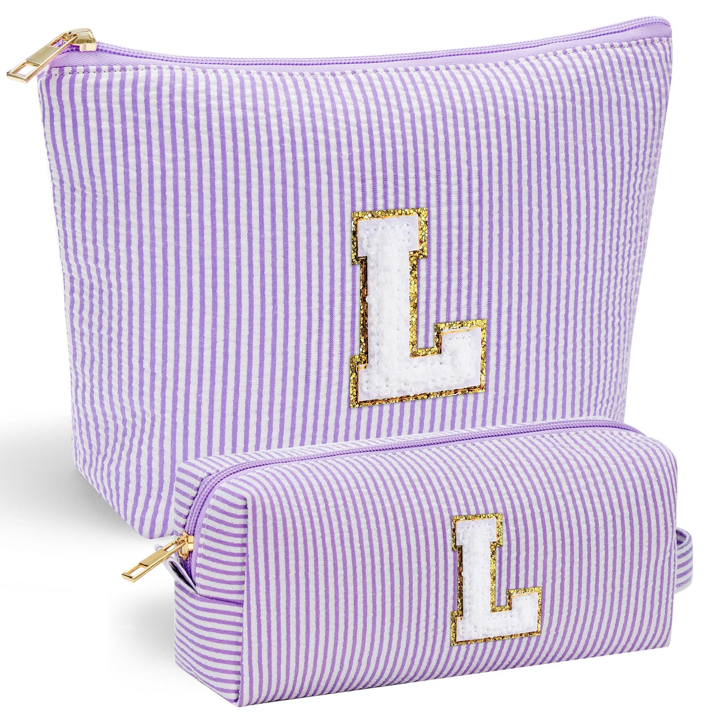 YOOLIFE Initial Makeup Bag | Teen Girl Gifts Trendy Stuff | Travel Makeup Bag for Girls | Gifts for 3 4 5 6 7 8 9 10 11 12 13 Year Old Girls | Makeup Bag for Girls Birthday Gifts for Kids Blue K