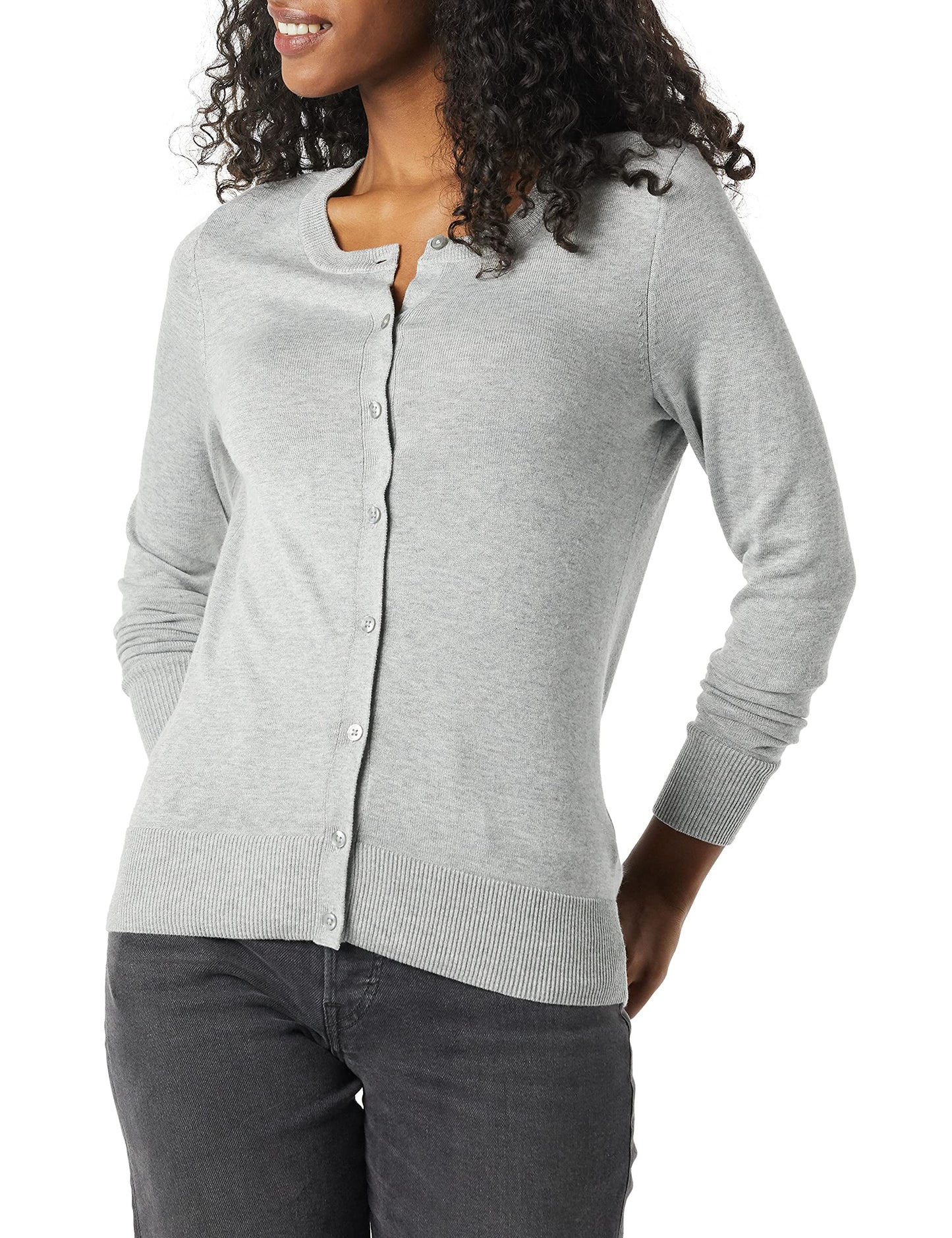 Women's Lightweight Crewneck Cardigan Sweater (Available in Plus Size)