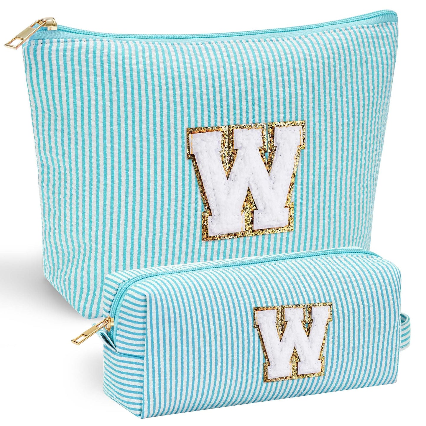 YOOLIFE Initial Makeup Bag | Teen Girl Gifts Trendy Stuff | Travel Makeup Bag for Girls | Gifts for 3 4 5 6 7 8 9 10 11 12 13 Year Old Girls | Makeup Bag for Girls Birthday Gifts for Kids Blue K