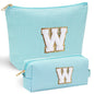 YOOLIFE Initial Makeup Bag | Teen Girl Gifts Trendy Stuff | Travel Makeup Bag for Girls | Gifts for 3 4 5 6 7 8 9 10 11 12 13 Year Old Girls | Makeup Bag for Girls Birthday Gifts for Kids Blue K