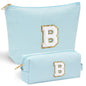 YOOLIFE Initial Makeup Bag | Teen Girl Gifts Trendy Stuff | Travel Makeup Bag for Girls | Gifts for 3 4 5 6 7 8 9 10 11 12 13 Year Old Girls | Makeup Bag for Girls Birthday Gifts for Kids Blue K