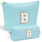 YOOLIFE Initial Makeup Bag | Teen Girl Gifts Trendy Stuff | Travel Makeup Bag for Girls | Gifts for 3 4 5 6 7 8 9 10 11 12 13 Year Old Girls | Makeup Bag for Girls Birthday Gifts for Kids Blue K
