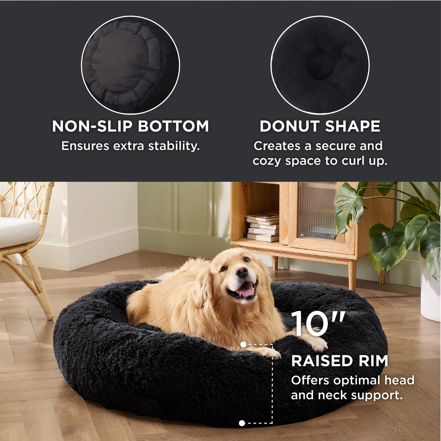 Bedsure Calming Cat Beds for Indoor Cats - Small Cat Bed Washable 20 inches, Anti-Slip Round Fluffy Plush Faux Fur Pet Bed, Fits up to 15 lbs Pets, Camel