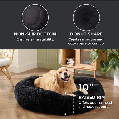 Bedsure Calming Cat Beds for Indoor Cats - Small Cat Bed Washable 20 inches, Anti-Slip Round Fluffy Plush Faux Fur Pet Bed, Fits up to 15 lbs Pets, Camel
