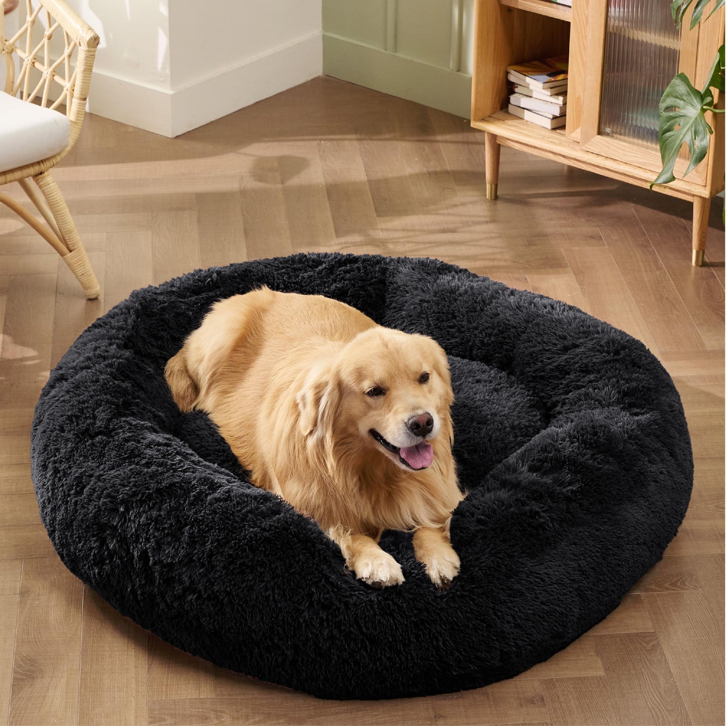 Bedsure Calming Cat Beds for Indoor Cats - Small Cat Bed Washable 20 inches, Anti-Slip Round Fluffy Plush Faux Fur Pet Bed, Fits up to 15 lbs Pets, Camel