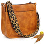 HKCLUF Crossbody Bags for Women Trendy Vegan Leather Hobo Handbags With 2PCS Adjustable Guitar Strap Shoulder Bucket Bags