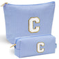 YOOLIFE Initial Makeup Bag | Teen Girl Gifts Trendy Stuff | Travel Makeup Bag for Girls | Gifts for 3 4 5 6 7 8 9 10 11 12 13 Year Old Girls | Makeup Bag for Girls Birthday Gifts for Kids Blue K