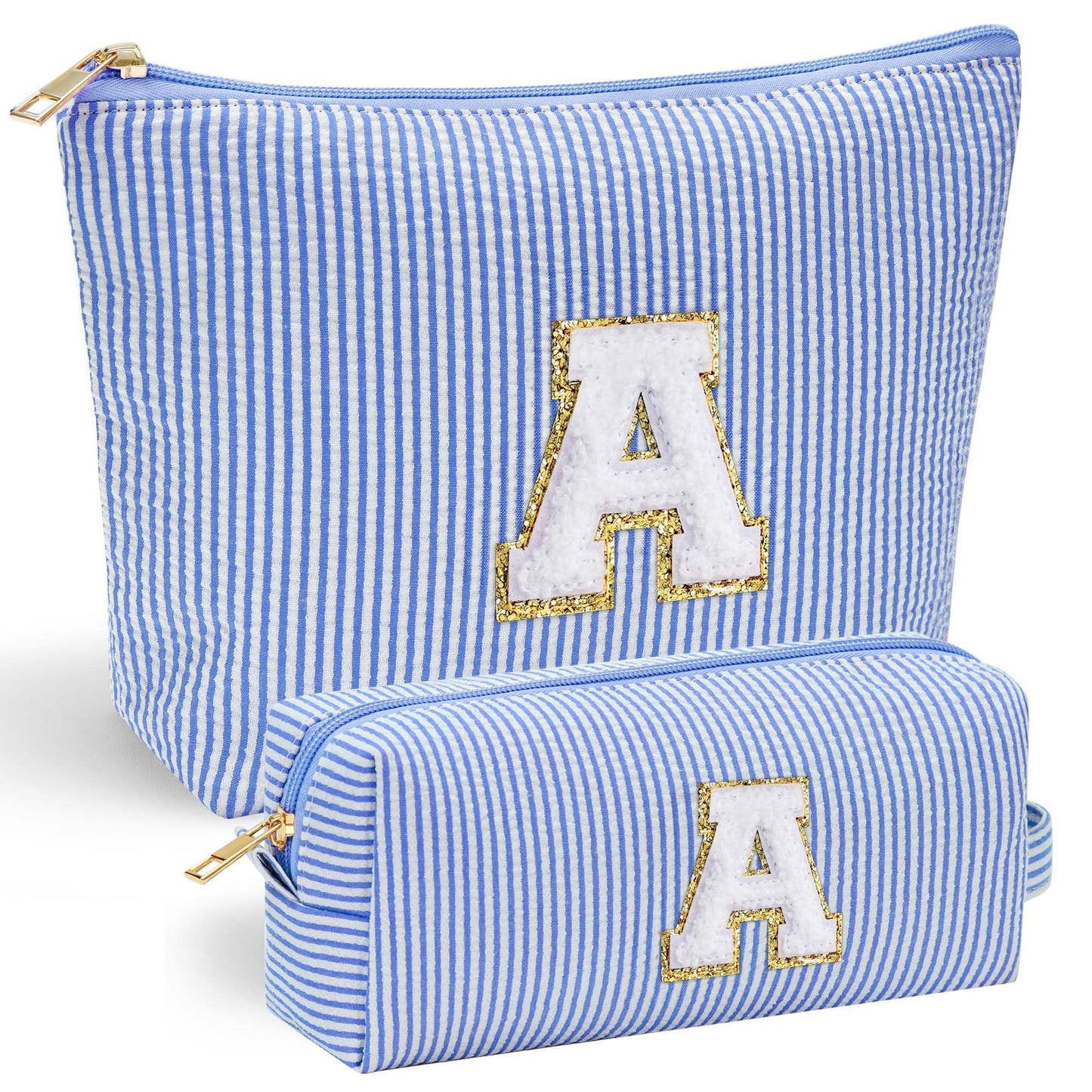 YOOLIFE Initial Makeup Bag | Teen Girl Gifts Trendy Stuff | Travel Makeup Bag for Girls | Gifts for 3 4 5 6 7 8 9 10 11 12 13 Year Old Girls | Makeup Bag for Girls Birthday Gifts for Kids Blue K