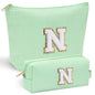 YOOLIFE Initial Makeup Bag | Teen Girl Gifts Trendy Stuff | Travel Makeup Bag for Girls | Gifts for 3 4 5 6 7 8 9 10 11 12 13 Year Old Girls | Makeup Bag for Girls Birthday Gifts for Kids Blue K