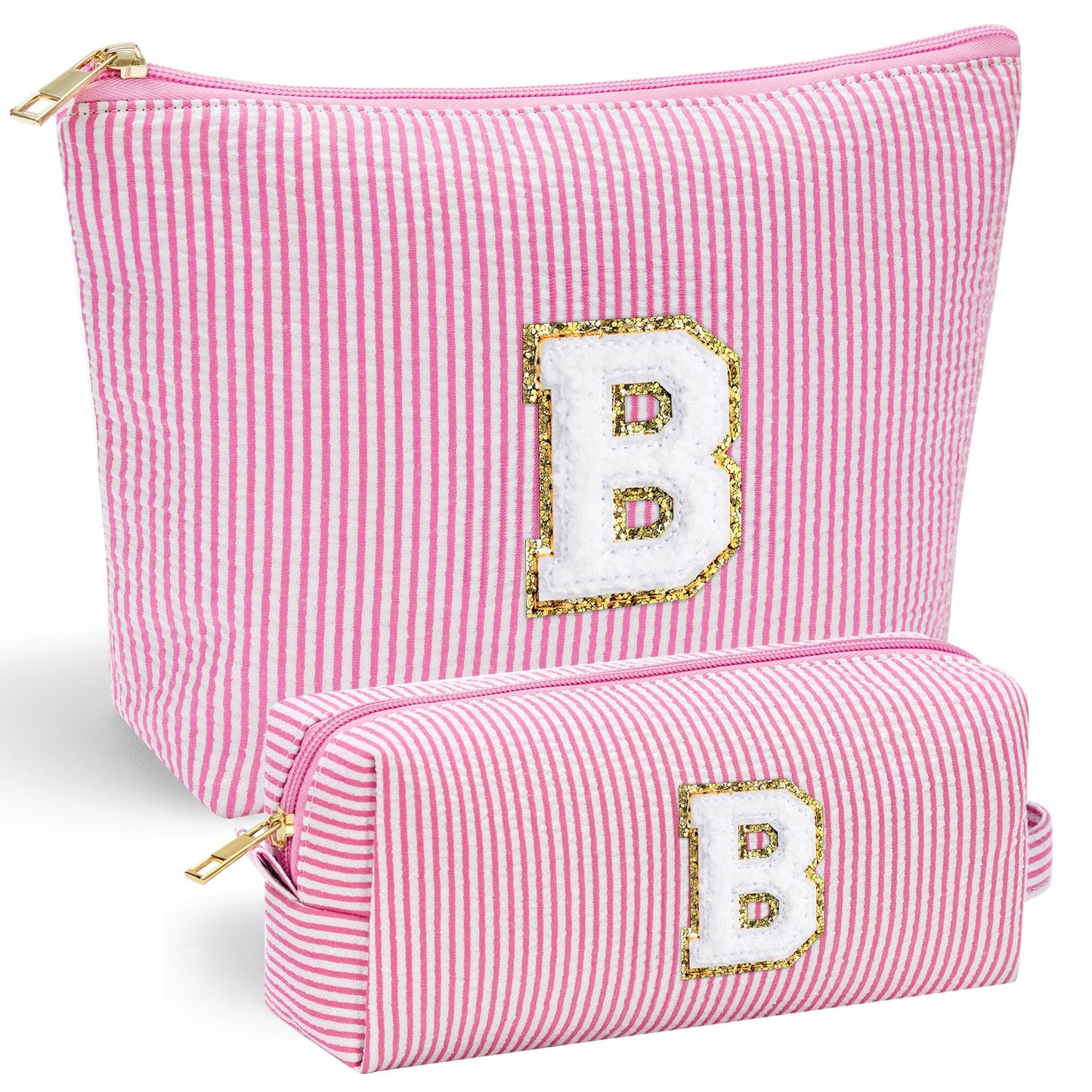 YOOLIFE Initial Makeup Bag | Teen Girl Gifts Trendy Stuff | Travel Makeup Bag for Girls | Gifts for 3 4 5 6 7 8 9 10 11 12 13 Year Old Girls | Makeup Bag for Girls Birthday Gifts for Kids Blue K