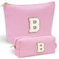 YOOLIFE Initial Makeup Bag | Teen Girl Gifts Trendy Stuff | Travel Makeup Bag for Girls | Gifts for 3 4 5 6 7 8 9 10 11 12 13 Year Old Girls | Makeup Bag for Girls Birthday Gifts for Kids Blue K