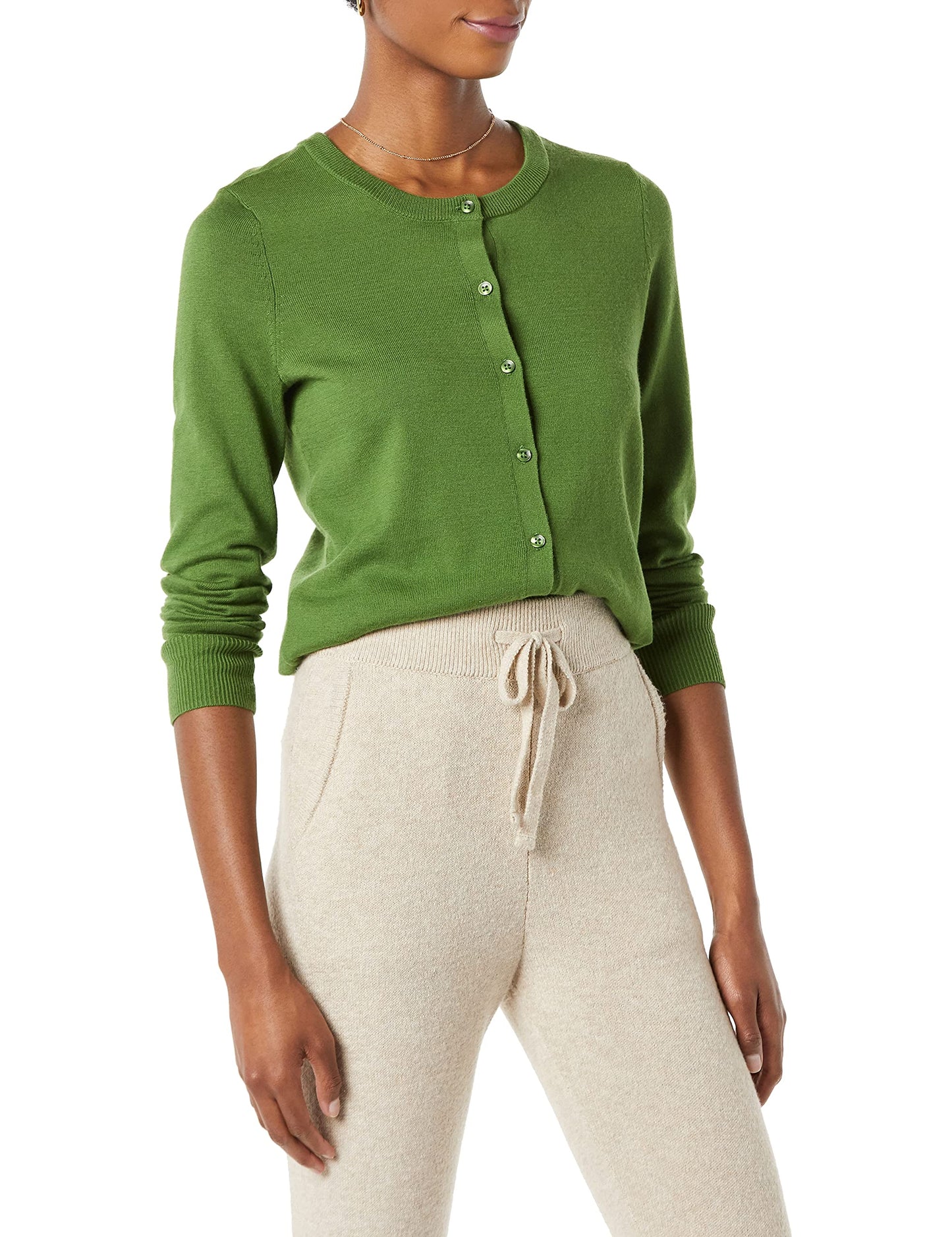 Women's Lightweight Crewneck Cardigan Sweater (Available in Plus Size)