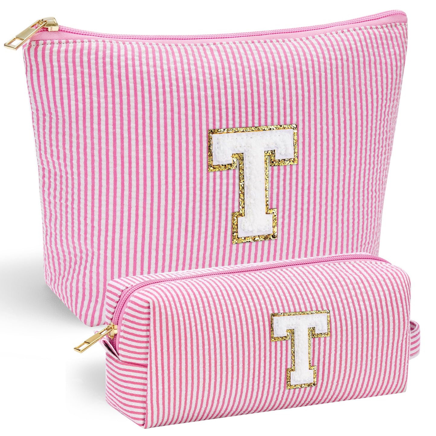 YOOLIFE Initial Makeup Bag | Teen Girl Gifts Trendy Stuff | Travel Makeup Bag for Girls | Gifts for 3 4 5 6 7 8 9 10 11 12 13 Year Old Girls | Makeup Bag for Girls Birthday Gifts for Kids Blue K
