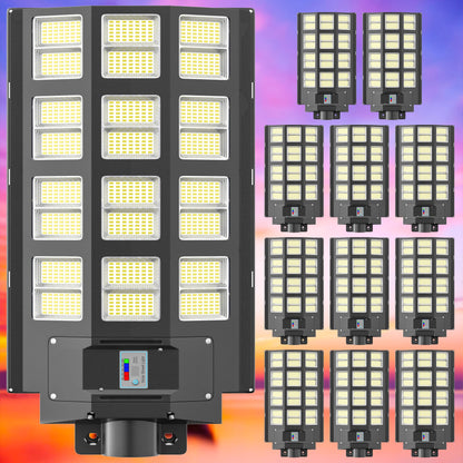 3-Pack Solar Street Light - 3200W Outdoor Parking Lot Lights, 240000 Lumens, Dusk to Dawn Motion Sensor, IP67 Waterproof, Solar Street Light Outdoor,Commercial Grade