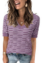 Arach&Cloz Women's Tops 2025 Spring Summer Short Sleeve Sweater Fashion Trendy Dressy Casual Outfit Versatile Knit Blouse