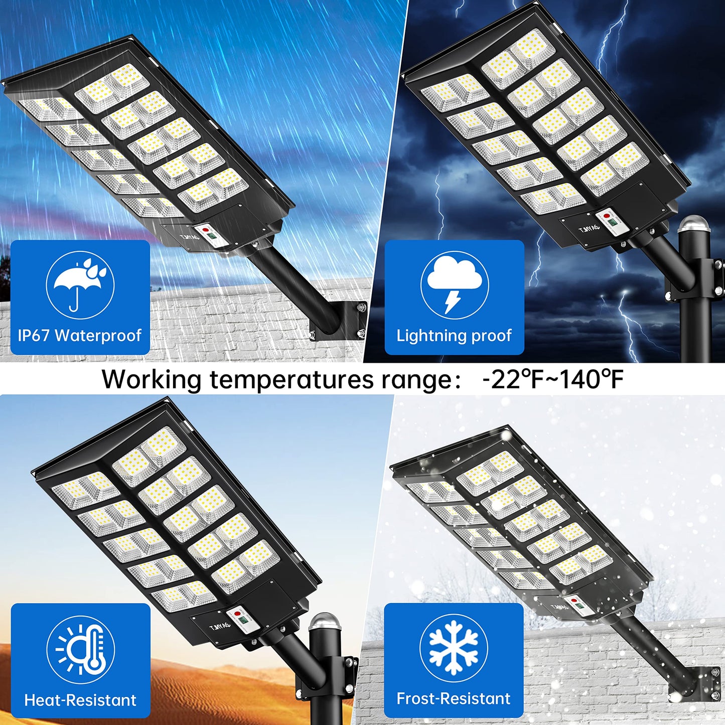 JAYNLT Y-7200W Solar Street Lights Outdoor,680000LM 6500K High Lumen Solar Parking Lot Lights Commercial, Dusk to Dawn Solar Security Flood Lights with Motion Sensor for Parking Lot,Garage,Stadium