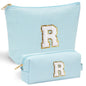 YOOLIFE Initial Makeup Bag | Teen Girl Gifts Trendy Stuff | Travel Makeup Bag for Girls | Gifts for 3 4 5 6 7 8 9 10 11 12 13 Year Old Girls | Makeup Bag for Girls Birthday Gifts for Kids Blue K