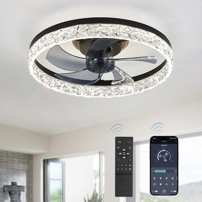 20" Modern Ceiling Fans with Lights and Remote, Dimmable Low Profile