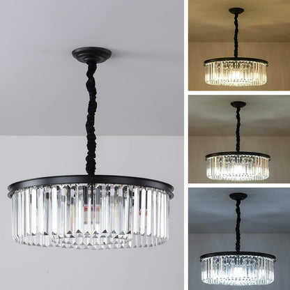 Black Crystal Chandelier Two Tier Flushmount Ceiling-2