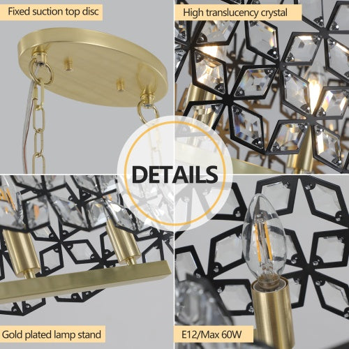 Modern Champagne Gold Oval Crystal Chandelier