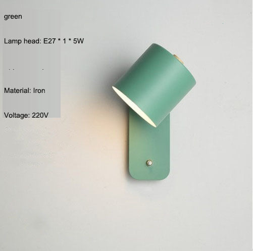 Nordic bedroom bedside lamp wall lamp study dining room corridor with switch wall lamp macaron LED minimalist wall lamp