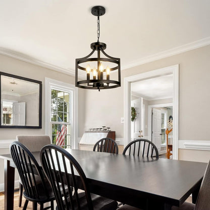 4-Light Farmhouse Chandelier, Modern Hanging Pendant Lighting,