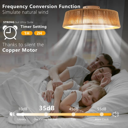 Bohemian Style LED Dimmable Ceiling Light With Built-in Fan - Remote Control