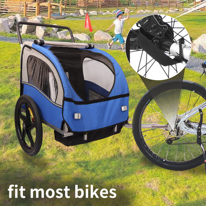 2-in-1 Double 2 Seat Bicycle Bike Trailer Jogger Stroller for Kids Children