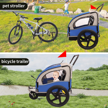2-in-1 Double 2 Seat Bicycle Bike Trailer Jogger Stroller for Kids Children