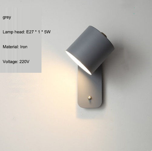 Nordic bedroom bedside lamp wall lamp study dining room corridor with switch wall lamp macaron LED minimalist wall lamp
