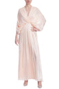 Badgley Mischka Deep V-Wrap Neckline Dolman Sleeves Twisted-Knot Waist Chiffon Bodice Column Maxi Gown Dress-0