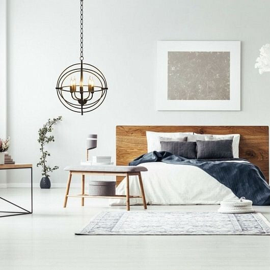 20 Inch 5 Lights Metal Chandelier with Pivoting Interlocking Rings-0