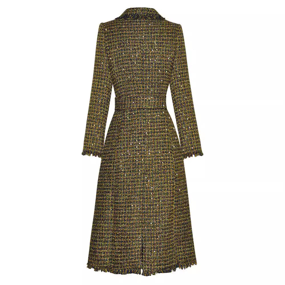 Golden Plaid Trench Coat, Upper East Side | Women - BYMANYC ® New York-2