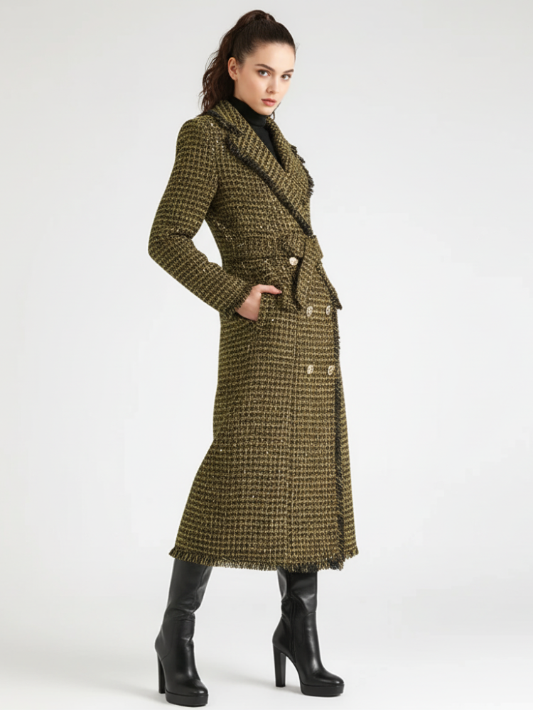 Golden Plaid Trench Coat, Upper East Side | Women - BYMANYC ® New York-0
