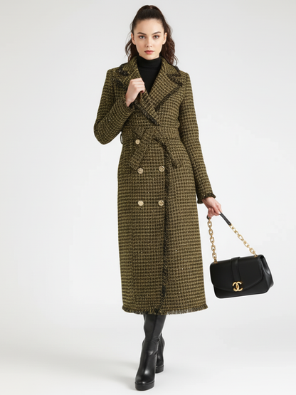 Golden Plaid Trench Coat, Upper East Side | Women - BYMANYC ® New York-1