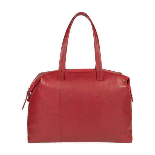 RB2004V | Shopping Bag Convertible to Trunk made of genuine full grain leather, dollar/light grain. Double handles. Red color. Dimensions: 43 x 36 x 14 cm. Packaging: Non-Woven Fabric Bag.-0